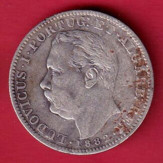Portuguese india 1882 LUDOVICUS I UMA RUPIA BEAUTIFUL SILVER COIN  – FC7636