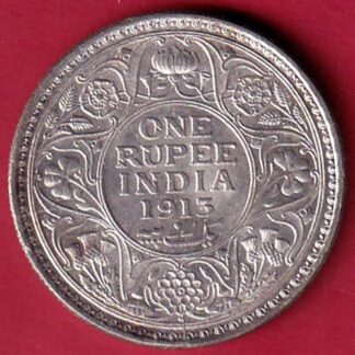 "UNC" British India 1913 Bombay mint George V ONE RUPEE Silver coin  – FC7776