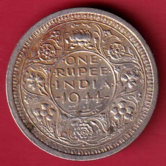 BRITISH INDIA 1944 BOMBAY MINT one RUPEE SILVER COIN– F8943