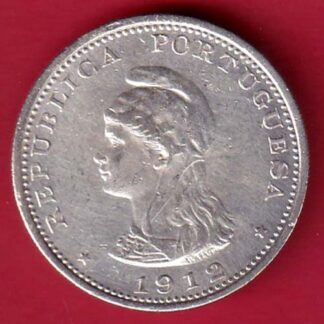 "UNC" Portuguese India Uma rupee 1912 BEAUTIFUL SILVER COIN – F8947