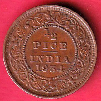 BRITISH INDIA 1934 GEORGRE V KING 1/2 PICE COPPER COIN-F8777