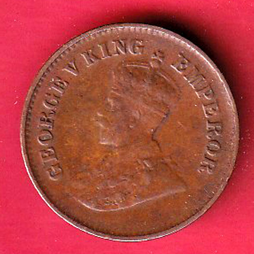 BRITISH INDIA 1934 GEORGRE V KING 1/2 PICE COPPER COIN-F8777 - Image 2