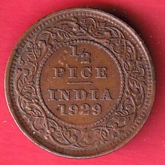 BRITISH INDIA 1929 GEORGRE V KING 1/2 PICE COPPER COIN-F8778