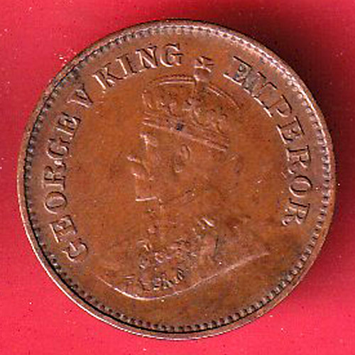 BRITISH INDIA 1936 GEORGRE V KING 1/2 PICE COPPER COIN-F8782 - Image 2