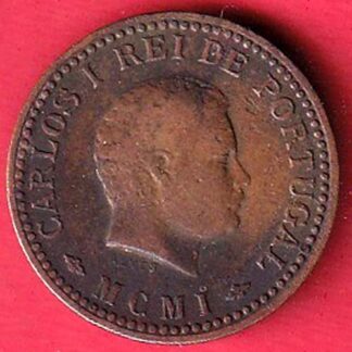 Portuguese india 1/8 Tanga Charles I Lisboa mint copper coin :- FC7523