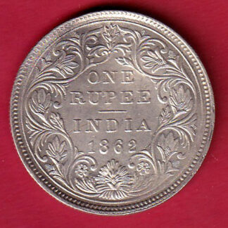 BRITISH INDIA 1862 VICTORIA QUEEN ONE RUPEE BEAUTIFUL SILVER COIN – FC7546
