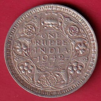 BRITISH INDIA 1942 BOMBAY MINT GEORGE VI ONE RUPEE BEAUTIFUL SILVER COIN – FC7565