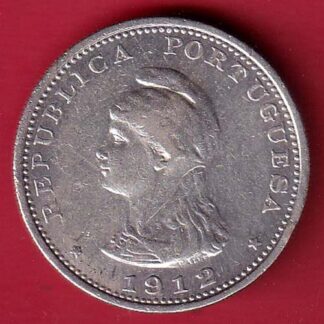 Portuguese India Uma rupee 1912 BEAUTIFUL SILVER COIN  –FC7623