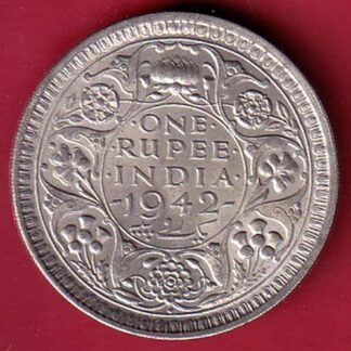 BRITISH INDIA 1942 BOMBAY MINT GEORGE VI ONE RUPEE BEAUTIFUL SILVER COIN  – FC7647