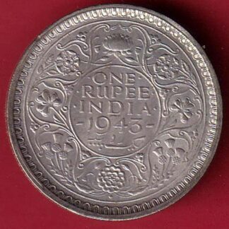 "UNC" British India 1943 BOMBAY MINT George Vi ONE Rupee Rare Silver coin – FC7662