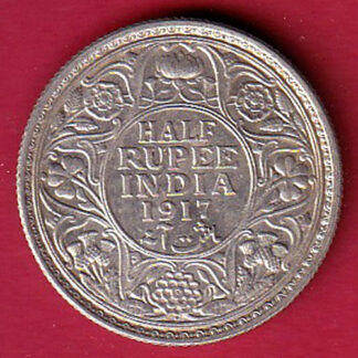UNC British India George v king 1917 Half rupee beautiful silver coin – FC7705