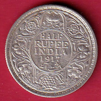 UNC British India George v king 1917 Half rupee beautiful silver coin – FC7706