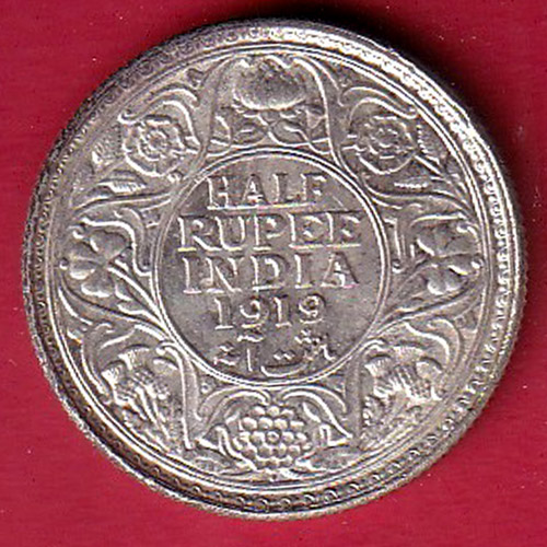 UNC British India George v king 1919 Half rupee beautiful silver coin – FC7708