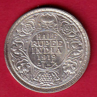 UNC British India George v king 1919 Half rupee beautiful silver coin – FC7709
