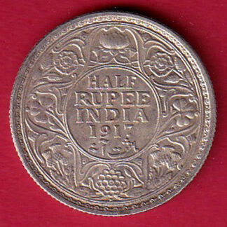 UNC British India George v king 1917 Half rupee beautiful silver coin – FC7710