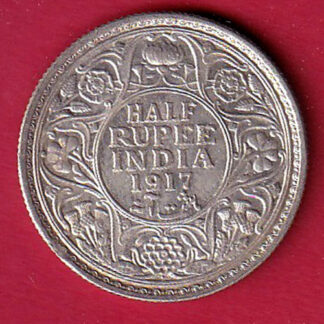 UNC British India George v king 1917 Half rupee beautiful silver coin – FC7711