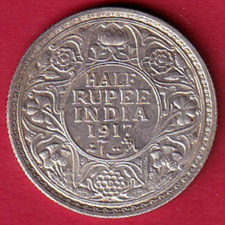 UNC British India George v king 1917 Half rupee beautiful silver coin – FC7712