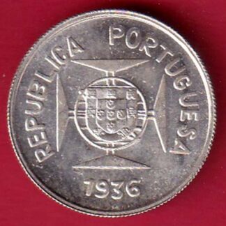 “UNC” Republic portugues 1936 Lisboa mint ½ Rupia SILVER COIN   – FC7827