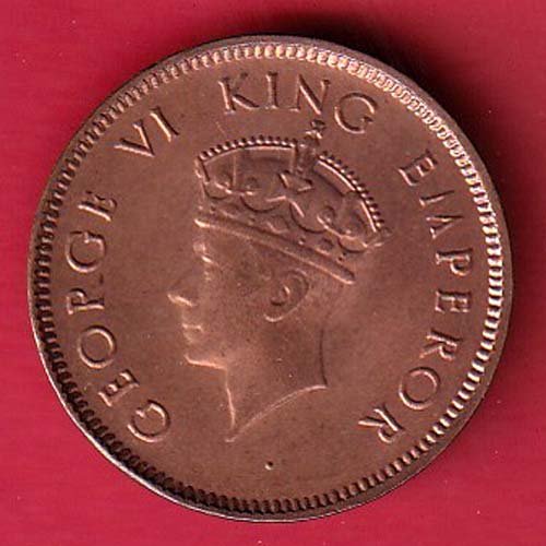BRITISH INDIA 1939 ONE QURTER ANNA GEORGE VI COPPER COIN– F8953 - Image 2