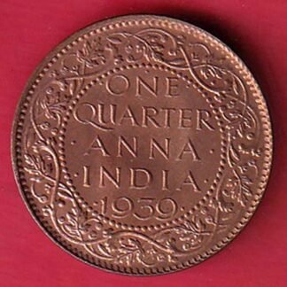 BRITISH INDIA 1939 ONE QURTER ANNA GEORGE VI COPPER COIN– F8953