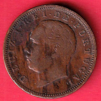 Portugal 20 Réis – Luíz I 1883 copper coin– F8983