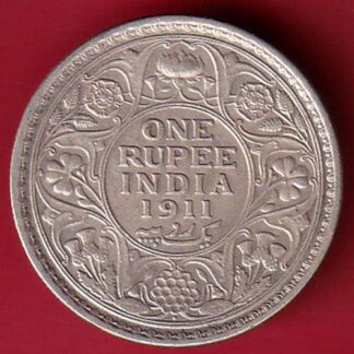 British India 1911 George v one Rupee silver coin -  f8985