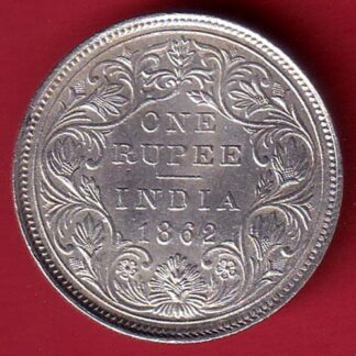 "BEAUTIFUL CONDITION"BRITISH INDIA 1862 VICTORIA QUEEN ONE RUPEE BEAUTIFUL SILVER COIN-  f8986