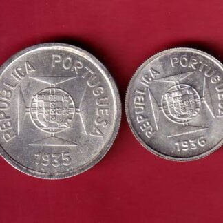 "UNC" PORTUGUES INDIA 2 COINS SET: ONE RUPIA N HALF RUPIA BEAUTIFUL SILVER COIN -F9030