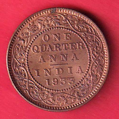 BRITISH INDIA 1933 ONE QURTER ANNA GEORGE VI COPPER COIN-F9047