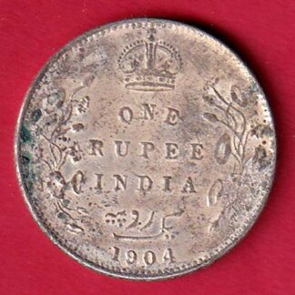 British India 1904 Edward VII One Rupee Silver Coin -F9062