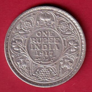 British India 1917 Bombay mint George V one Rupee Silver Coin -F9067