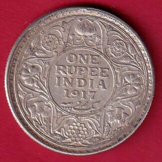 British India 1917 Bombay mint George V one Rupee Silver Coin -F9068