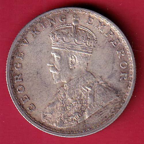 British India 1914 Bombay mint George V one Rupee Silver Coin -F9069 - Image 2