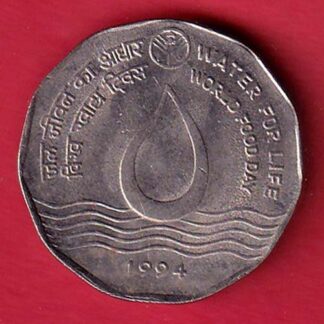 "UNC" Republic India 1994 Water For Life World Food Day Two Rupee Coin-F9076