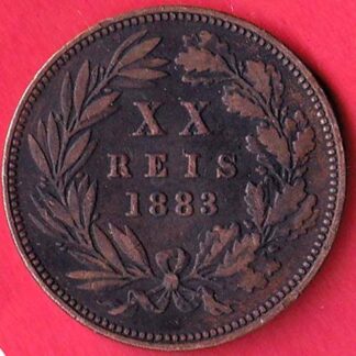 Portugal 20 Réis – Luíz I 1883 copper coin-F9087