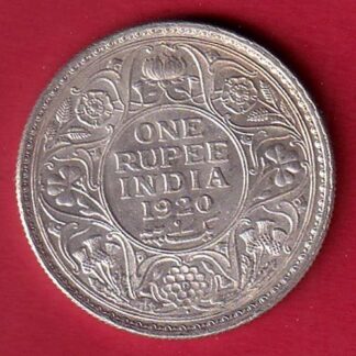 “UNC” British India 1920 George V BOMBAY MINT ONE RUPEE Silver coin - F9123