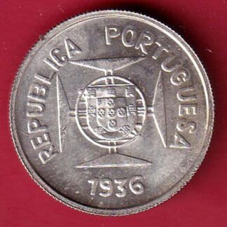 “UNC” Republic portugues 1936 Lisboa mint ½ Rupia SILVER COIN- FC7845