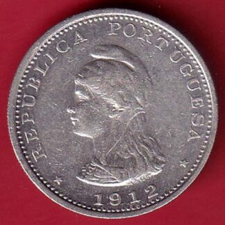 "UNC' Portuguese India Uma rupee 1912 BEAUTIFUL SILVER COIN - FC7850