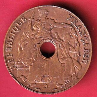 French Indochina 1 Cent 1938 COPPER COIN - FC7855