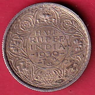 BRITISH INDIA 1939 bombay mint GEORGE VI HALF RUPEE SILVER COIN – FC7864