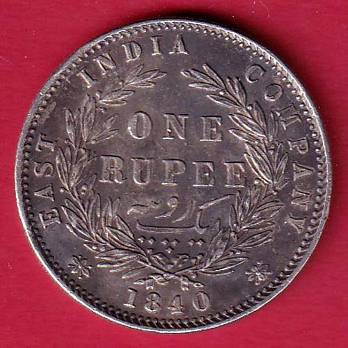 EAST INDIA COMPANY 1840 DIVIDED LEGEND VICTORIA QUEEN ONE RUPEE SILVER COIN :- FC7894 - Image 2