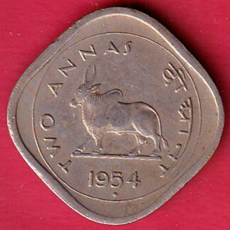"UNC" republic india 1954 two annas coin  :- FC7926