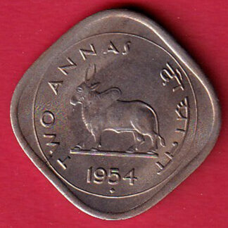 "UNC" republic india 1954 two annas coin :- FC7927