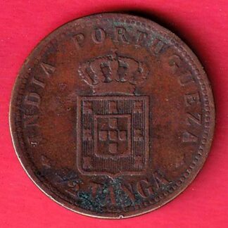 Portuguese india ½ Tanga Charles I Lisboa mint copper coin :- FC7939