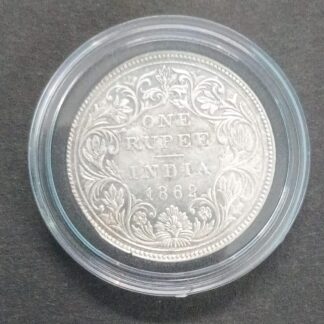 "UNC" ......... Rare variety BRITISH INDIA 1862 VICTORIA QUEEN ONE RUPEE BEAUTIFUL SILVER COIN  – FC7953