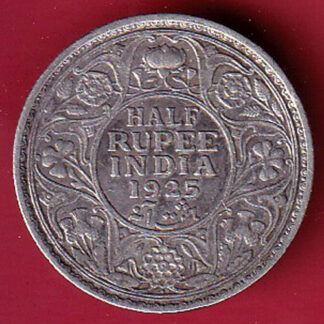 BRITISH INDIA BOMBAY MINT 1925 GEORGE V HALF RUPEE BEA1UTIFUL SILVER COIN – FC7963