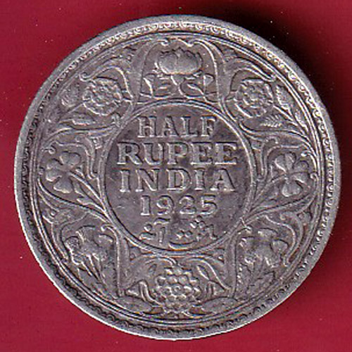 BRITISH INDIA BOMBAY MINT 1925 GEORGE V HALF RUPEE BEA1UTIFUL SILVER COIN – FC7963