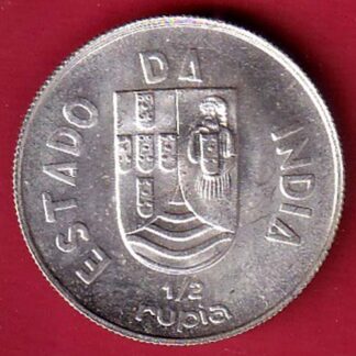 “UNC” Republic portugues 1936 Lisboa mint ½ Rupia SILVER COIN :- FC7983