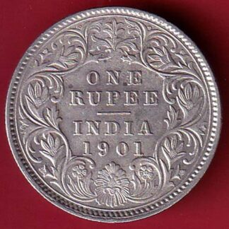 British india 1901 victoria empress one rupee scarce silver coin –FC7998