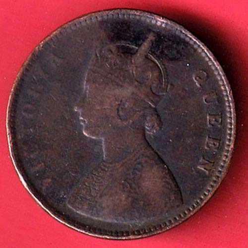 british india 1875 victoria queen half anna copper coin – FC8010 - Image 2